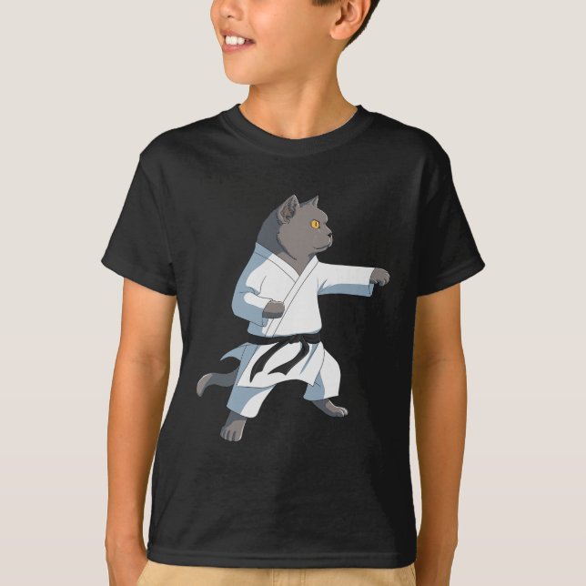 Funny Karate British Shorthair Cat T Shirt (Framsida)