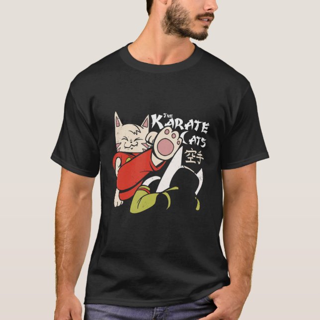 Funny Karate Cat Fighting Kitten Kattunge Fighter  T Shirt (Framsida)