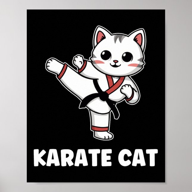 Funny Karate Cat Kawaii Girl Women Karate Poster (Framsidan)