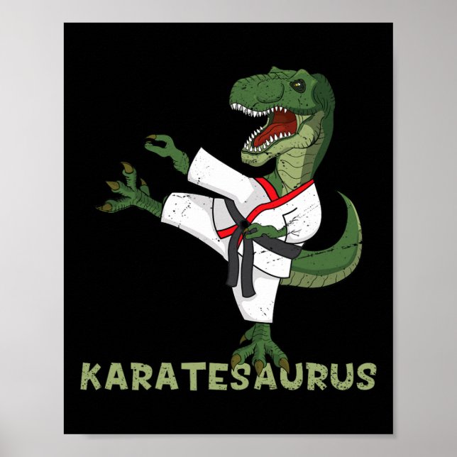 Funny Karate Dinosaur Karatesaurus T-rex Graphic K Poster (Framsidan)