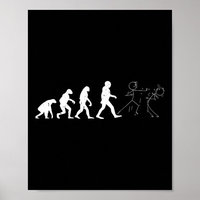 Funny Karate Evolution Karate Stick figur Poster (Framsidan)