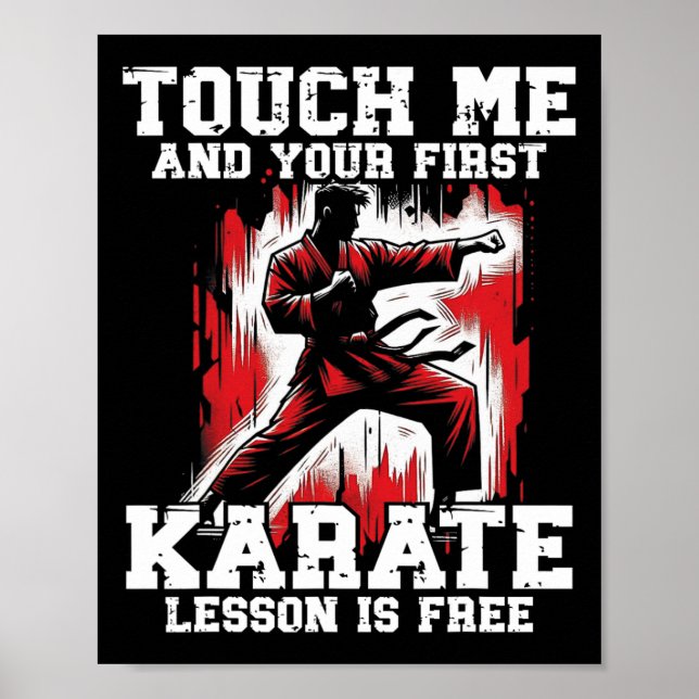 Funny Karate För manar Judo Touch Me First Karate  Poster (Framsidan)
