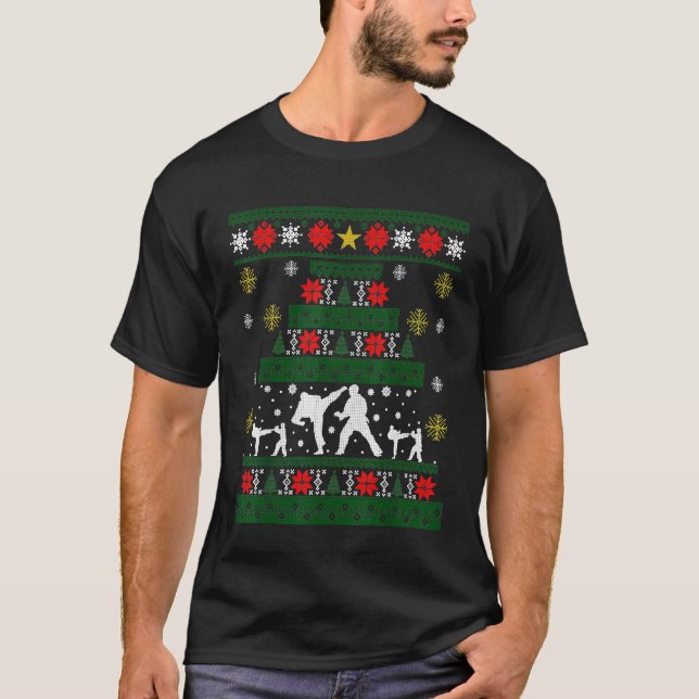 Funny Karate jul Gift Ugly Julafton Sweater T-Sh T Shirt (Framsida)