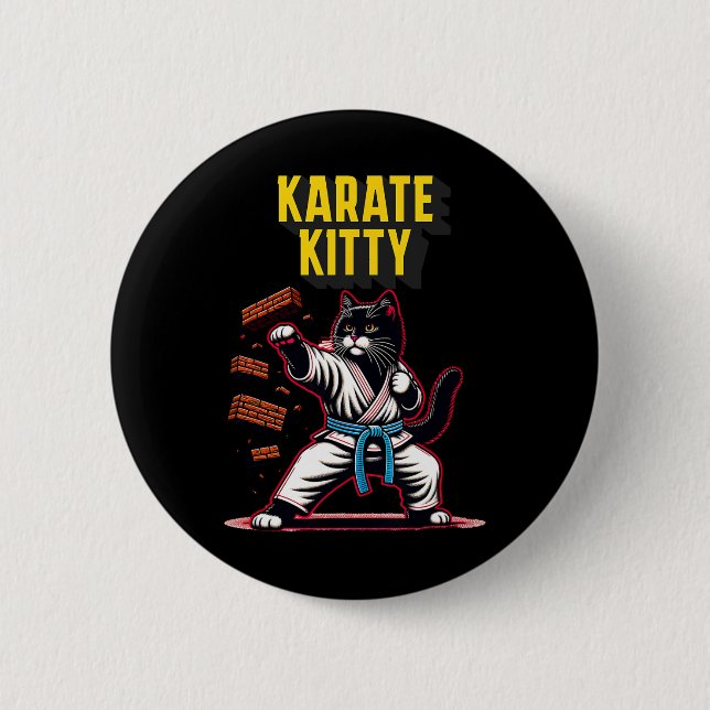 Funny Karate Kattunge - Kattdjuret Martial Arts Knapp (Framsida)
