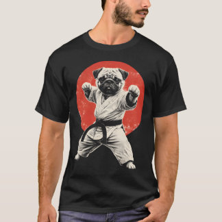Funny Karate Pug Black Belt Martial Arts Dog T Shirt