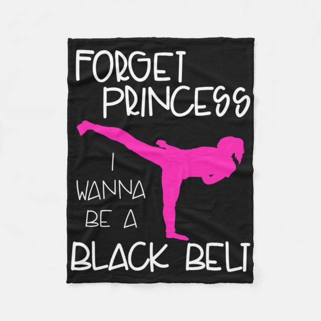 Funny Karate Shirt Girl Black Bälte Martial Arts G Fleecefilt (Framsidan)