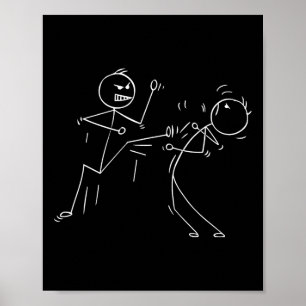 Funny Karate Stick figur Karate Fighters Poster