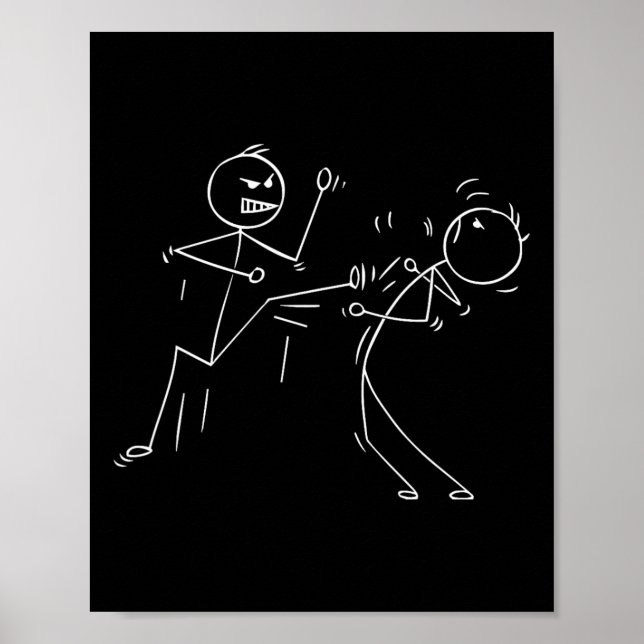 Funny Karate Stick figur Karate Fighters Poster (Framsidan)