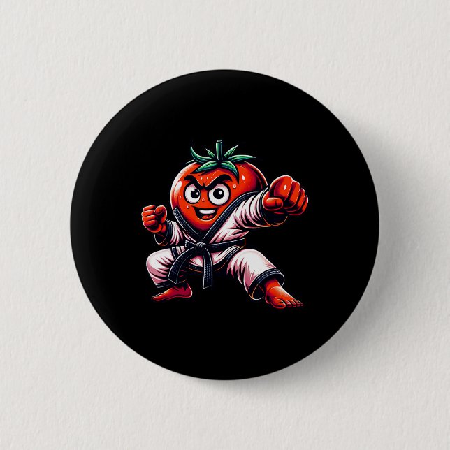 Funny Karate Tomato Design for Martial Arts Älskar Knapp (Framsida)