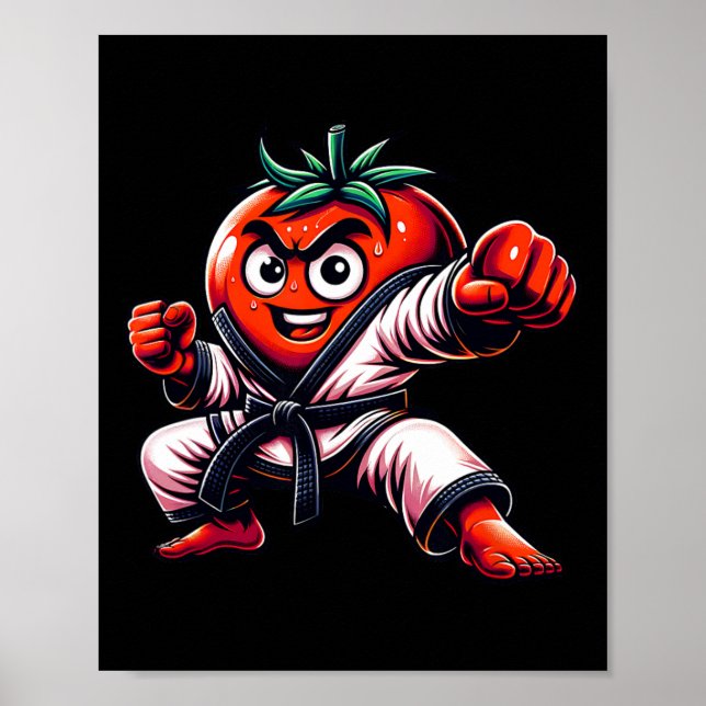Funny Karate Tomato Design for Martial Arts Älskar Poster (Framsidan)