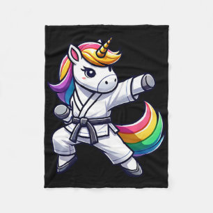 Funny Karate Unicorn Idrottsman Black Bälte Boys G Fleecefilt