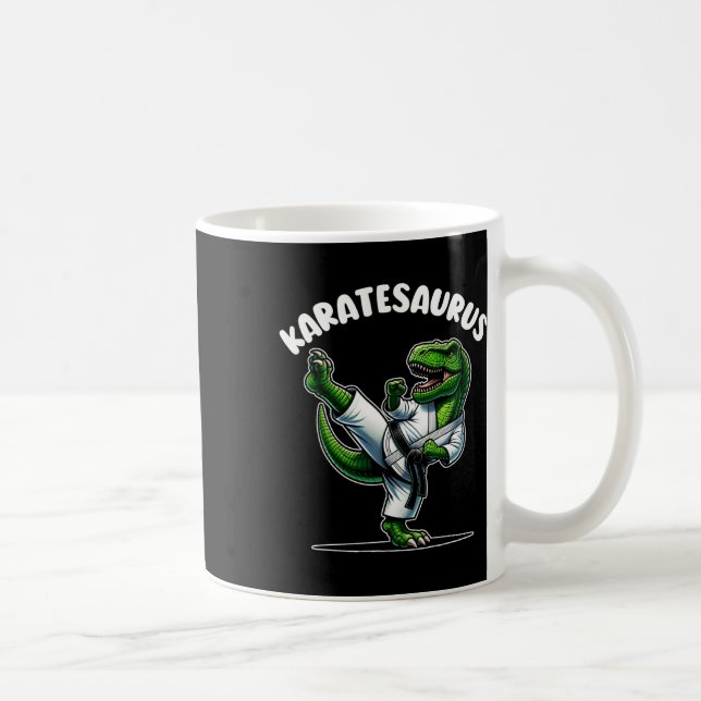 Funny Karatesaurus Dinosaur T Rex In Karate Gi Bla Kaffemugg (Höger)
