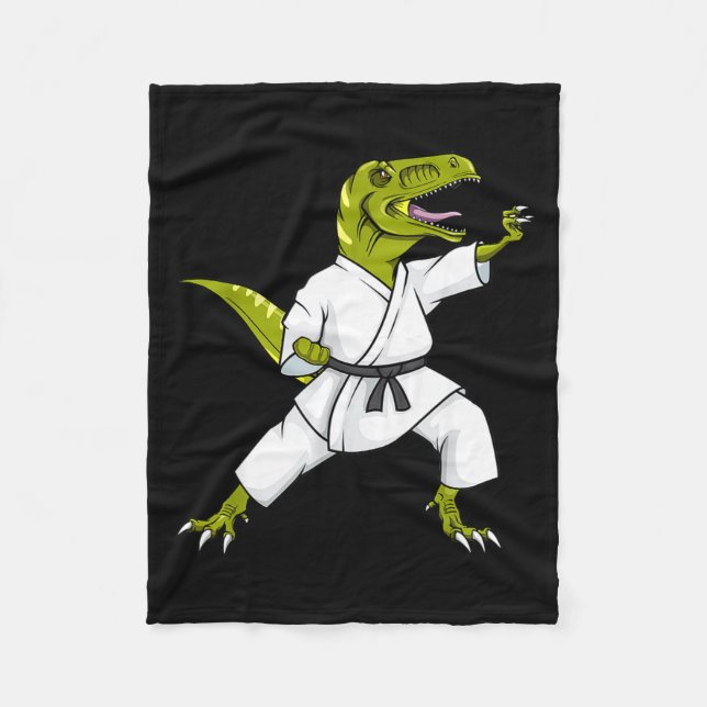 Funny Karatesaurus T-rex Dinosaur Karate Samurai D Fleecefilt (Framsidan)
