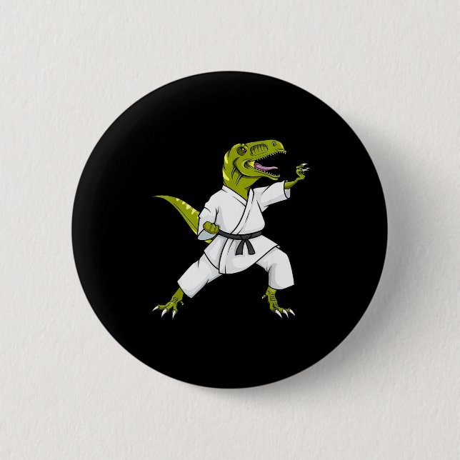 Funny Karatesaurus T-rex Dinosaur Karate Samurai D Knapp (Framsida)