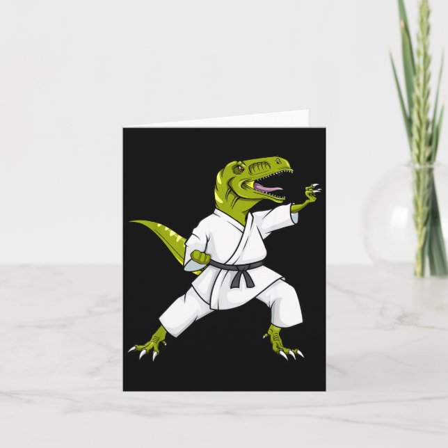 Funny Karatesaurus T-rex Dinosaur Karate Samurai D Kort (Framsida)