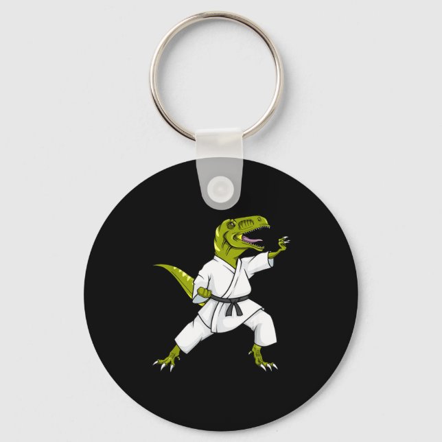 Funny Karatesaurus T-rex Dinosaur Karate Samurai D Nyckelring (Framsida)