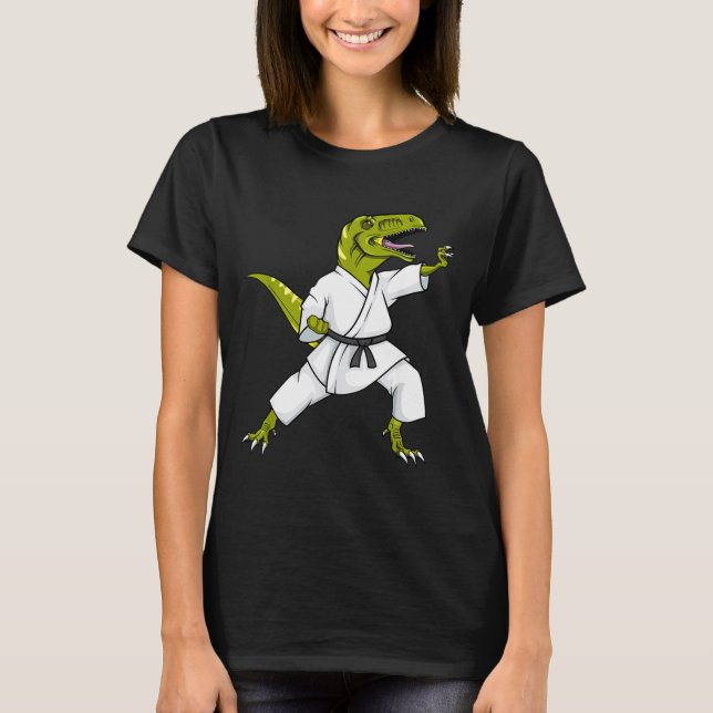 Funny Karatesaurus T-rex Dinosaur Karate Samurai D T Shirt (Framsida)