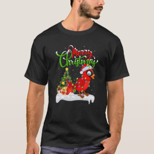 Funny kardinal Bird Älskare Julafton Lighting Card T Shirt
