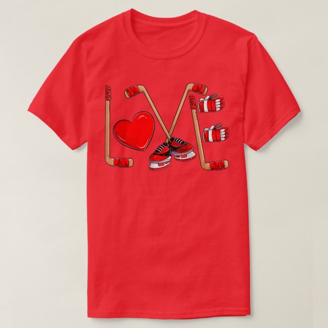 Funny Kärlek Hockey Valentines day Småbarn Boys Ki T Shirt (Design framsida)