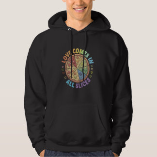 Funny Kärlek kommer i alla segment Pizza LGBTQ Hoodie