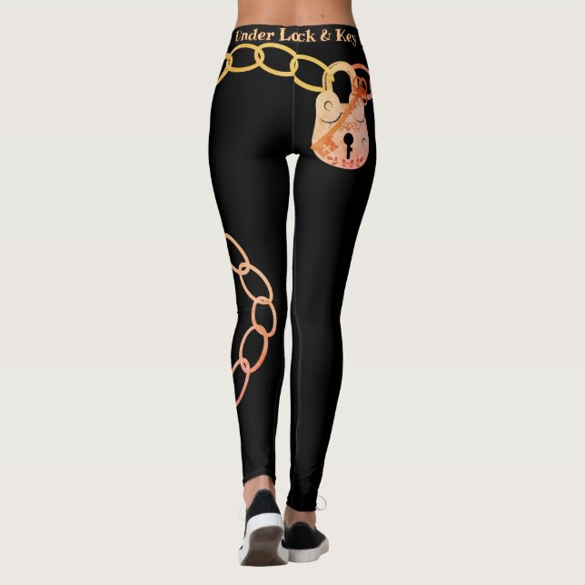Funny Kärlek Lock Nyckel-citattecken för Chainlink Leggings (Baksida)