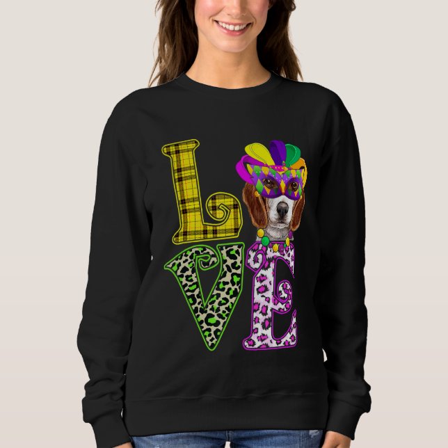 Funny Kärlek Mardi Gras Beagle Hund Hund Mamma T Shirt (Framsida)