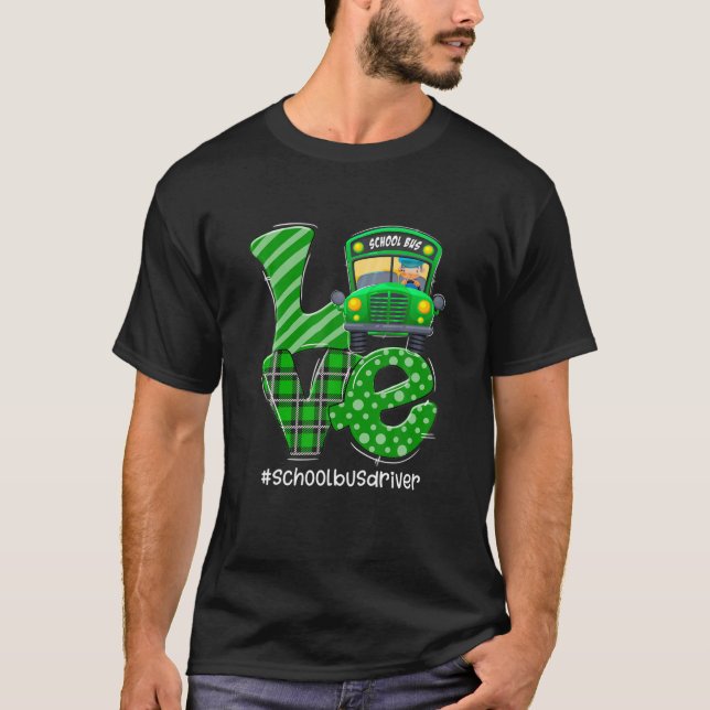 Funny Kärlek School Buss Driver Lycklig St Patrick T Shirt (Framsida)