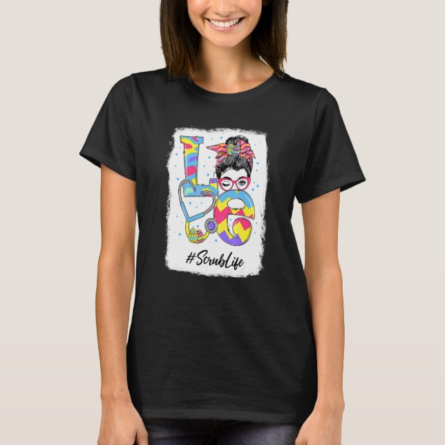 Funny Kärlek SCrub Life Messy Bun Påsk Day Christi T Shirt (Framsida)