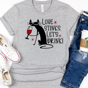 Funny Kärlek Stinks Cat Valentiness Kvinnor T-Shir T Shirt