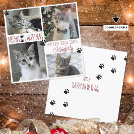 Funny Kat 4 Photo Tass avtryck MEOWY CHRISTMAS-kor Kort