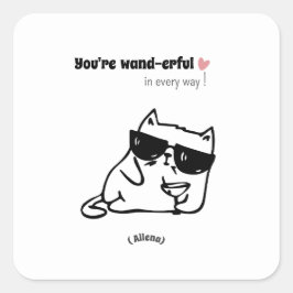 Funny Kat Birthday Tcker - Anpassat namn Fyrkantigt Klistermärke