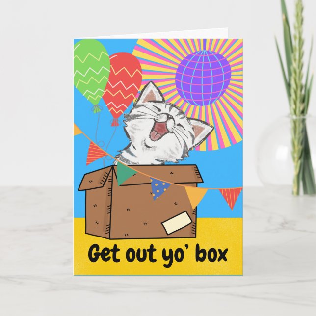 Funny Kat Birthday Ut You'Box Kort (Framsida)