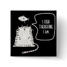 Funny Kat Button Black and White