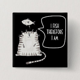 Funny Kat Button Black and White Knapp