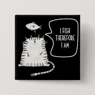 Funny Kat Button Black and White Knapp