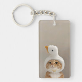 Funny Kat i Anka Hat Keychain - Cute Animal Älskar