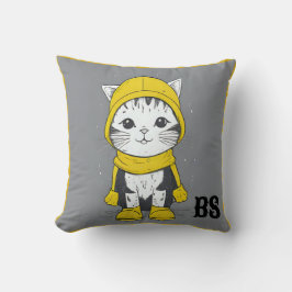 Funny Kat i Rain Boots - cat Humor Kudde