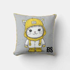 Funny Kat i Rain Boots - cat Humor Kudde