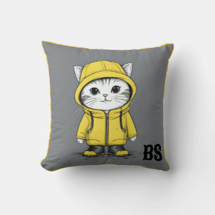 Funny Kat i Rain Boots - cat Humor Kudde