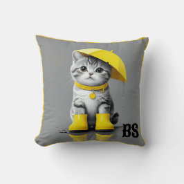 Funny Kat i Rain Boots - cat Humor Kudde