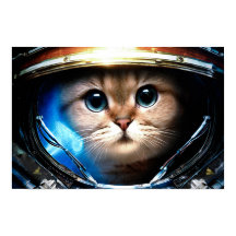 Funny Kat i Space Helmet Poster