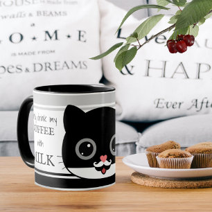 Funny Kat-kaffe med Mjölk Mustache Mugg