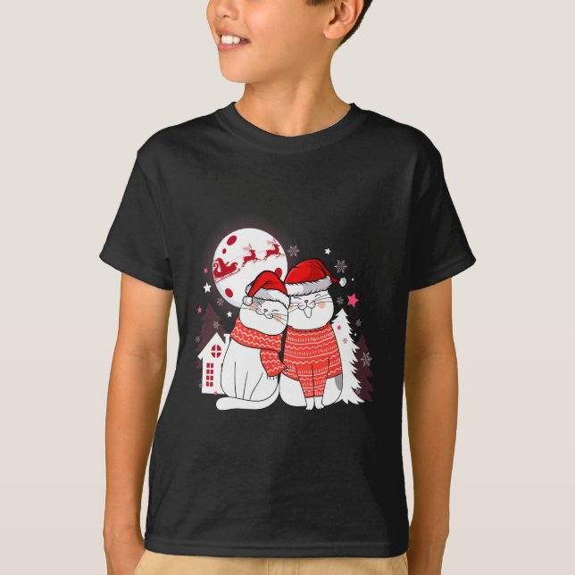 Funny Kat lite jultomt jul Sleigh Pet Ow T Shirt (Framsida)