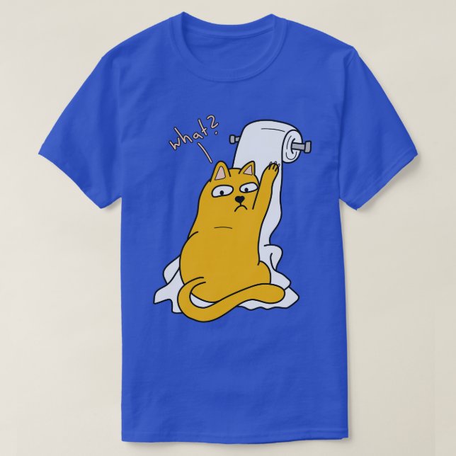 Funny Kat med Toilet Papper T Shirt (Design framsida)