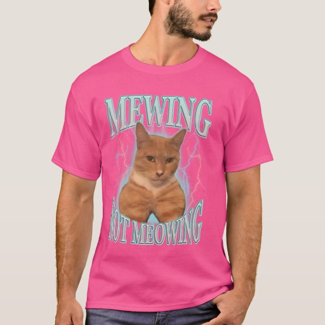 Funny Kat Meme Mewing Cute Funny Cat Meving cat T  Shirt (Framsida)