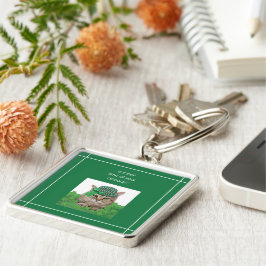 Funny Kat på St. Patrick's Day Fyrkantig Silverfärgad Nyckelring