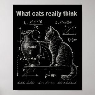 Funny Kat Physics Humor Design What Cats Verkligen Poster