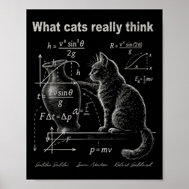 Funny Kat Physics Humor Design What Cats Verkligen Poster (Framsidan)