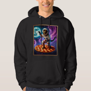 Funny Kat som flyger ett Pizza Astronaut Kattunge Hoodie