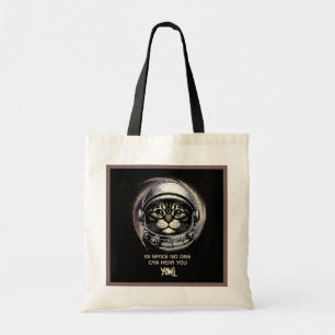 Funny Kat Tote Bag Space Parody - redigerbar text Tygkasse